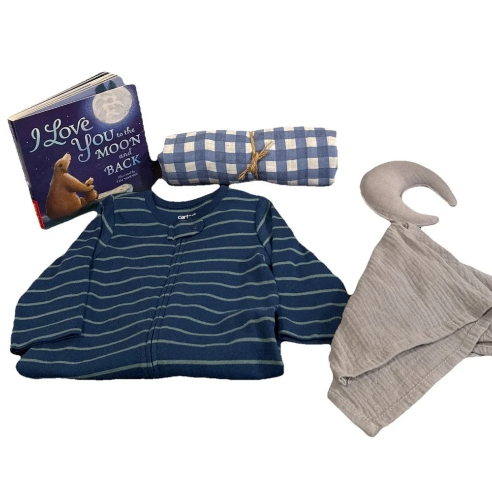 Baby Boy Gift Box, Baby Shower Blue Book Present, Newborn I Love You To The Moon